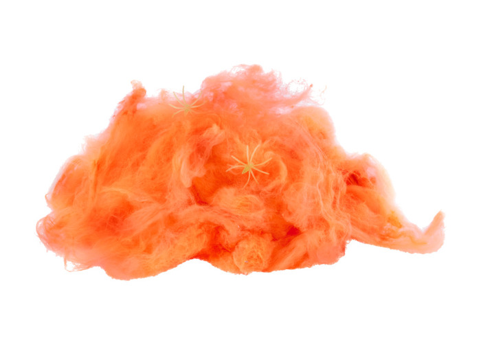 Spindelvev m/to selvlysende edderkopper